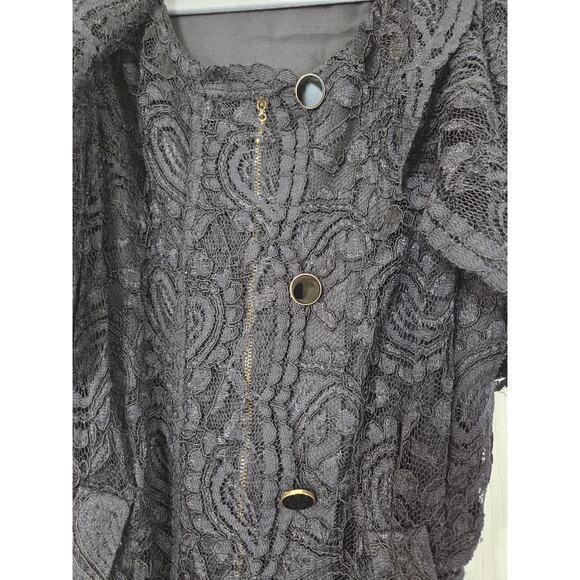 Leifsdottir Anthropologie Black Lace Gothic Romantic Belted Mini Dress, Size 4 - Picture 5 of 14